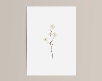 Tarjeta de luto | Tarjetas dibujadas a mano con ilustraciones de flores | Tarjeta de condolencia doblada en blanco | Tristeza | Buena suerte | Compasión