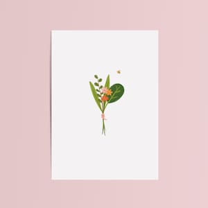 Greeting card flowers | Congratulatory card bunch of flowers | Postcard illustration | Print illustration hand drawn bouquet | Card universal