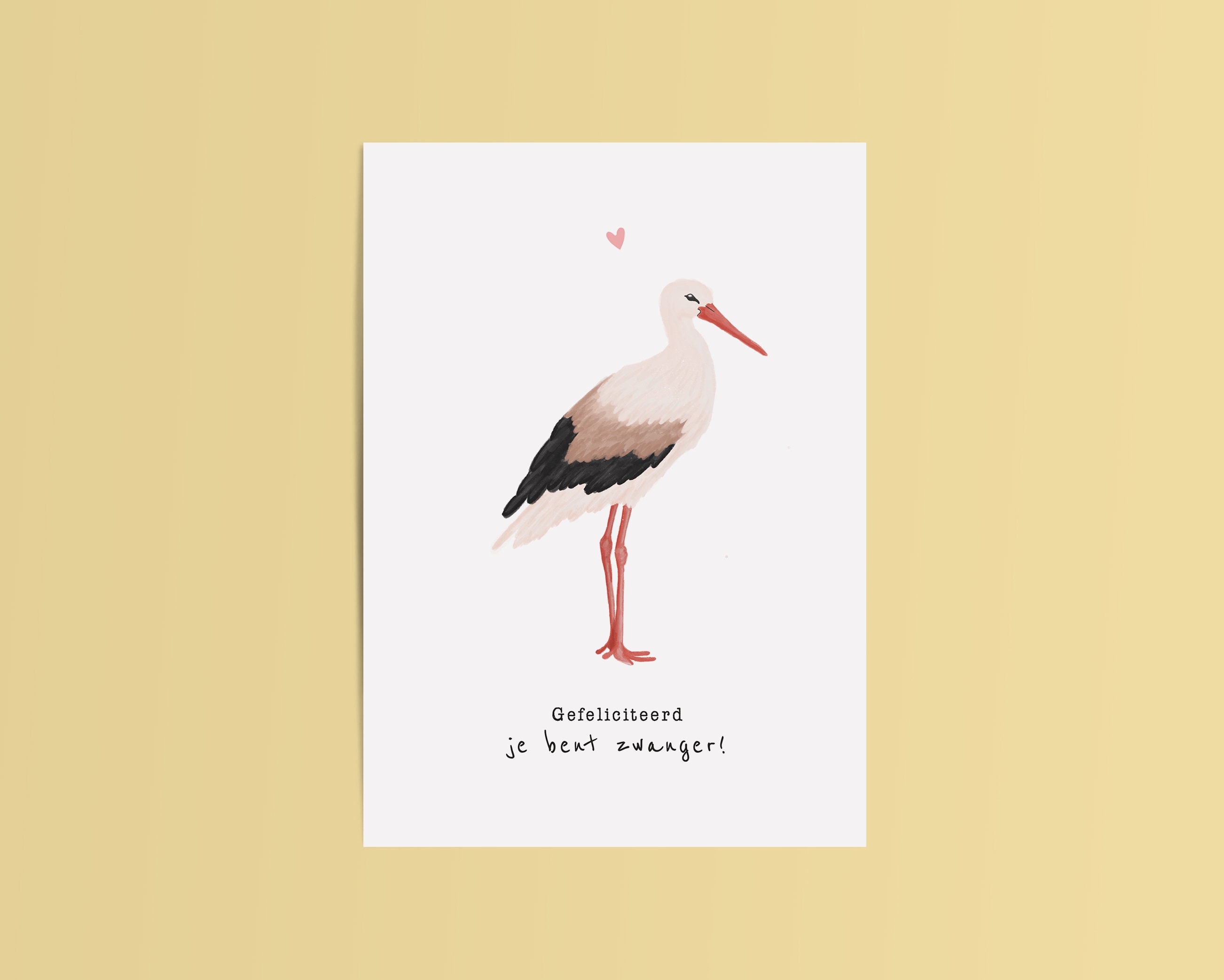 Kaart geboorte Ooievaar | Wenskaart met felicitatie: 'Gefeliciteerd! Je