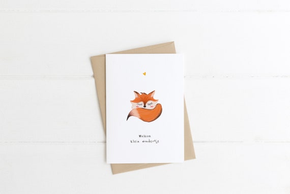 Renard De Naissance De Carte Felicitations Carte De Voeux Etsy