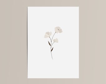 Tarjeta de condolencia | Tarjetas dibujadas a mano con ilustraciones de flores | Tarjeta funeraria plegada en blanco | Tristeza | Buena suerte | Compasión
