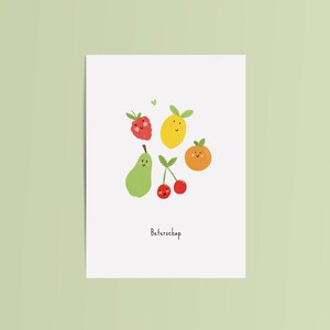 Kaart beterschap | Wenskaart met getekend fruit | Ansichtkaart A6