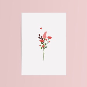 Greeting card flowers | Congratulatory card bunch of flowers | Postcard illustration | Print illustration hand drawn bouquet | Card universal