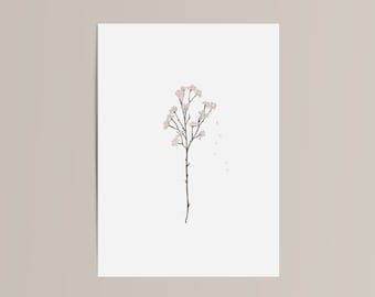 Tarjeta de condolencia | Tarjetas dibujadas a mano con ilustraciones de flores | Tarjeta funeraria plegada en blanco | Tristeza | Buena suerte | Compasión