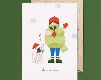 Tarjeta navideña con perro | Navidad | Tarjeta de felicitación | Postal | Festividades