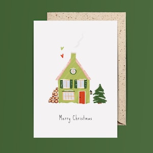 Kerstkaart kersthuisje met envelop | Kerst | Wenskaart | Ansichtkaart | Feestdagen