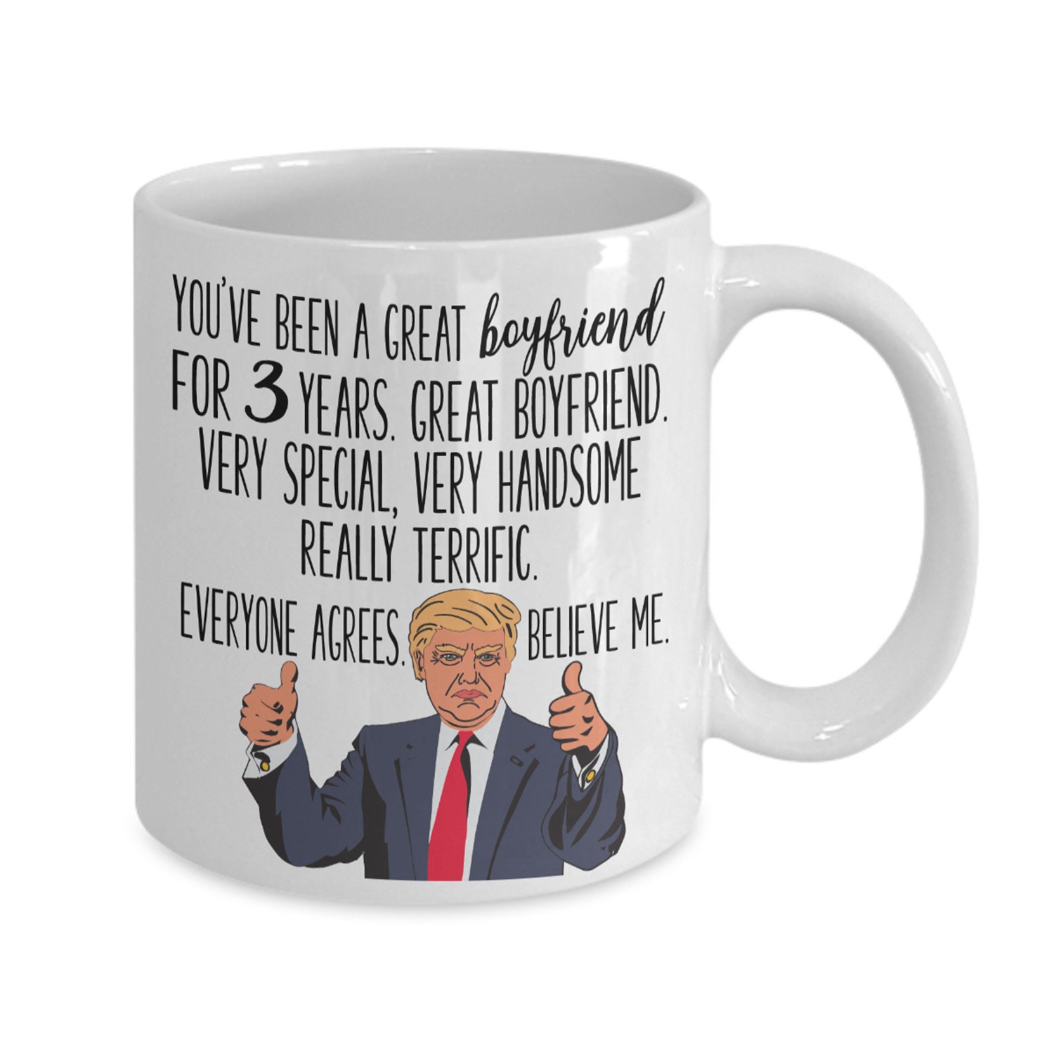Regalo de aniversario de 3 años para novio taza de citas de 3 | Etsy