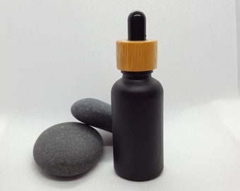 25pcs Ebony Dropper Bottle with Bamboo Cap (30ml)