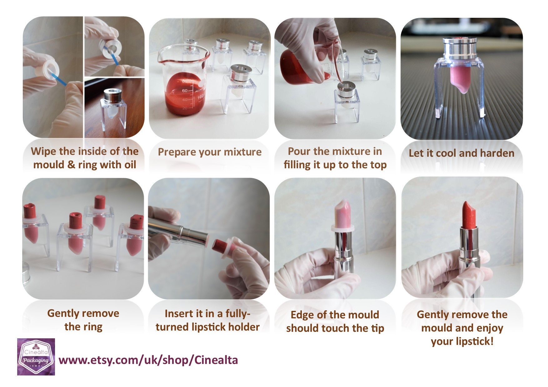 Lipstick Making Kit 3 Kraft Twistable Tube Etsy