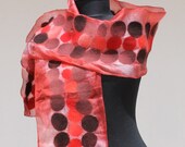 felt scarf women felt Scarf with Merino Wool Felt Wool Silk Blend Scarf Felted Wrap Wool Shawl Felted Silk Scarf wearable art red dark brown