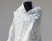 felt scarf women felt Scarf with Merino Wool Felt Wool Silk Blend Scarf Felted Wrap Wool Shawl Felted Silk Scarf wearable art white
