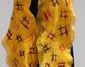 felt scarf women felt Scarf with Merino Wool Felt Wool Silk Blend Scarf Felted Wrap Wool Shawl Felted Silk Scarf wearable art yellow