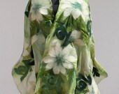 felt scarf women felt Scarf with Merino Wool Felt Wool Silk Blend Scarf Felted Wrap Wool Shawl Felted Silk Scarf wearable art green white