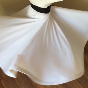 SUFI Whirling dervish Sema White SKIRT Adjustable waist with Black belt mevlana semazen rumi konya turkey mevlevi traditional light