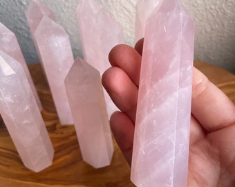 Rose Quartz Tower (3.5-4.25") - Love Stone - Natural Rose Quartz Obelisk - Heart Chakra Crystal - 6-sided A Grade Rose Quartz - Healing Gems