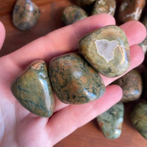 Rhyolite Tumbled Stones - Premium Quality Rainforest Jasper - Choose How Many Pieces - Polished Rhyolite - Tumbled Rainforest Jasper Crystal