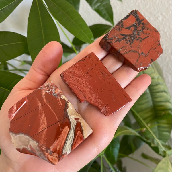 Poppy Jasper Free Form Slice - Healing Stones and Crystals - Brecciated Jasper - Red Jasper Slabs - Partially Polished Gems - Meditation Aid