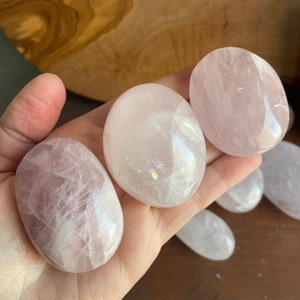 Rose Quartz Palm Stone - Choose Your Size - Healing Crystal for Love and Harmony - Smooth Polished Rose Quartz Pebble - Pink Love Stone