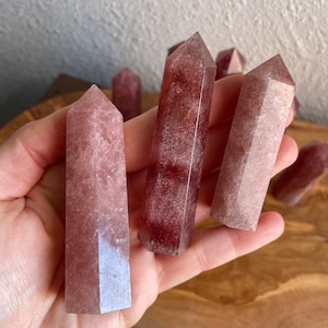 Strawberry Quartz Tower (2.25-3.75&quot;) - Choose Your Size - Natural Strawberry Quartz Obelisk - Pink Quartz Point - Polished Strawberry Quartz