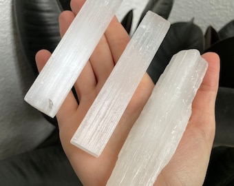 Selenite Wand - Raw Gypsum Crystal Stick (3.75-4") - Single and Bulk Quantities - Cleansing and Protection Crystals - White Selenite Sticks