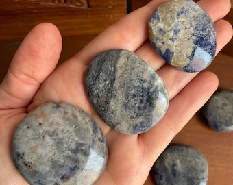 Sodalite Palm Stone - Choose How Many - Medium Size - Sodalite Pocket Stone - Blue Sodalite Worry Stone - Healing Crystals and Gemstones