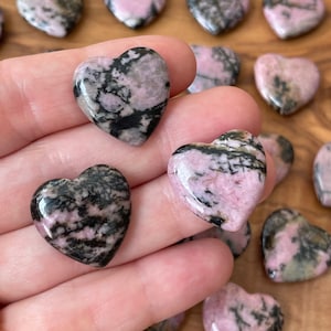 Rhodonite Heart – Premium Quality A Grade | Miniature Rhodonite Heart | Healing Crystal Hearts | Small Rhodonite Stones