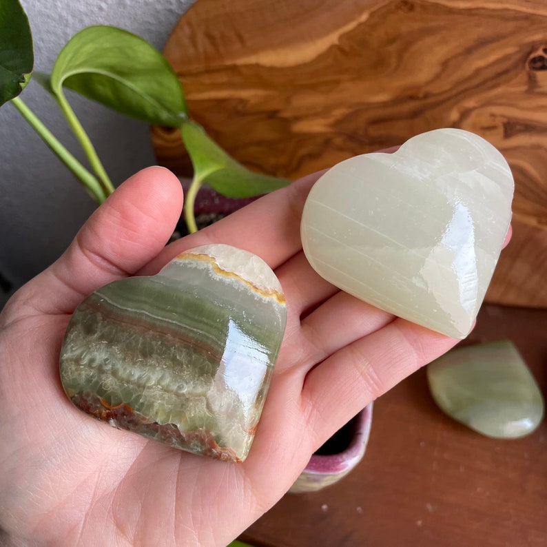 Enhance your rituals with the premium elegance of our A Grade Large Green Onyx Hearts. Perfectly crafted for promoting emotional balance and positive transformation