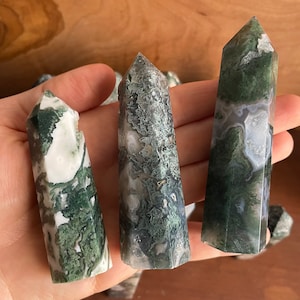 Moss Agate Tower (2.75-3.75&quot;) - Choose Your Size - Premium Quality Healing Crystal - Moss Agate Crystal Tower - Natural Moss Agate Obelisk