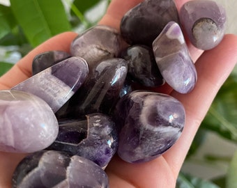 Chevron Amethyst Tumbled Stone - Polished Pocket Stone - Dream Amethyst Crystal - Dogtooth Amethyst Gem - Meditation Tools - Choose How Many