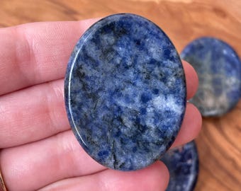 Sodalite Worry Stone, Polished Blue Crystal, 1.75"