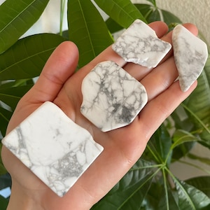 Fatia de Howlita - Placa de Howlita Natural - Pedras e Cristais de Cura - Placas de Turquesa Búfalo Branco - Pedras e Gemas do Chakra da Coroa