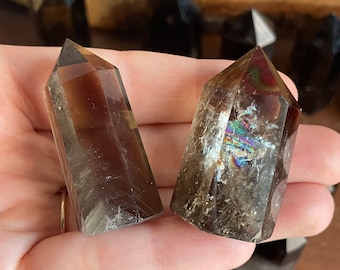 Smoky Quartz Tower (1.25-2.25") - Choose Your Size - Polished Smoky Quartz Crystal Tower - 6-sided Smoky Quartz Point - Root Chakra Stone