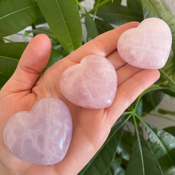 Large Rose Quartz Heart - Puffy Rose Quartz Heart - Quartz Crystal Heart - Rose Quartz Palm Stone - Pink Quartz Crystal Heart - 1.5" - 1.75"