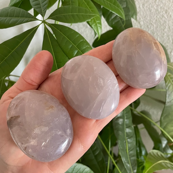 Blue Rose Quartz Palm Stone - Choose Your Size - Lavender Quartz Pocket Stone - Lilac Quartz Healing Crystals - Polished Blue Rose Quartz