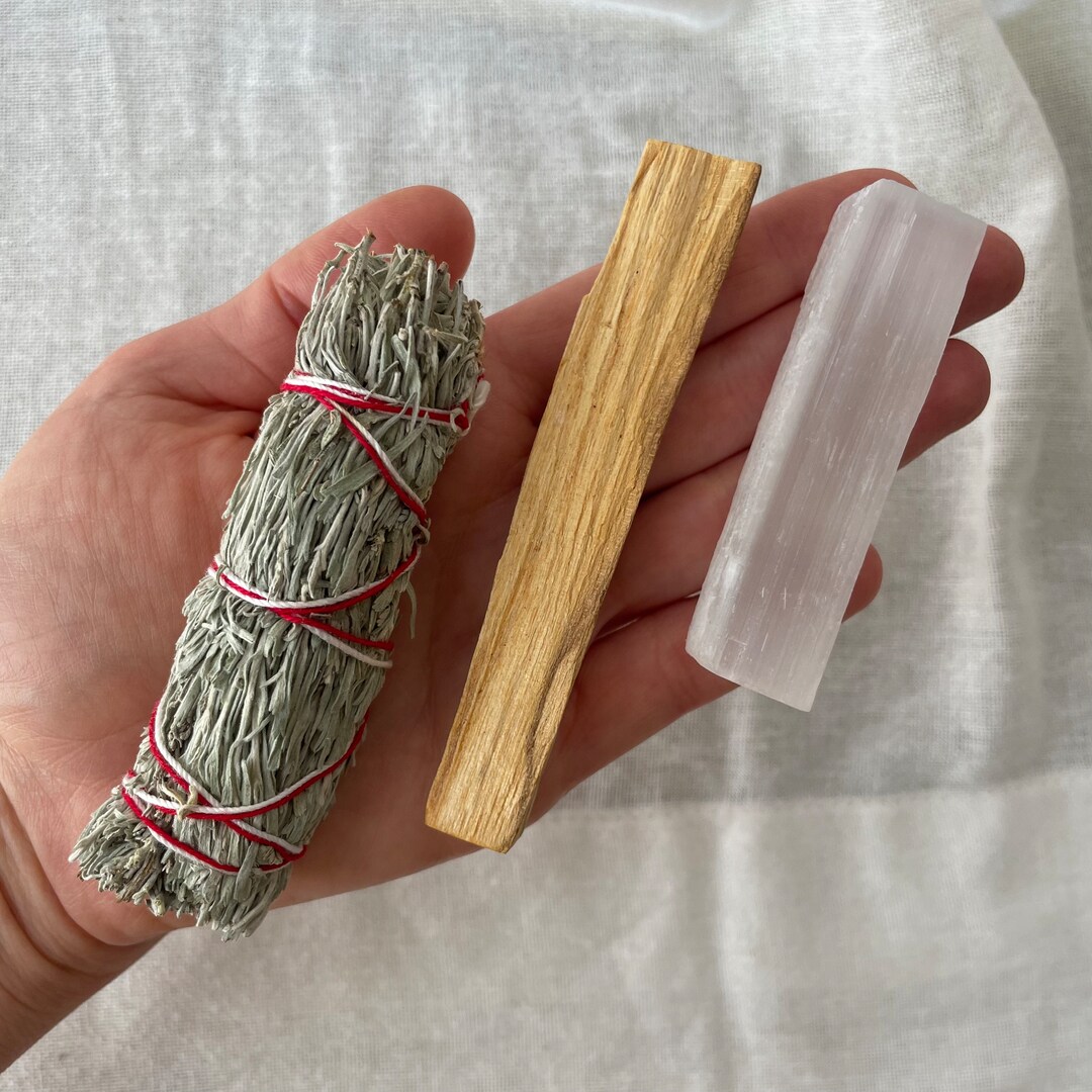 Sage Smudge Kit With Palo Santo & Selenite Wand | Energy Cleansing and ...