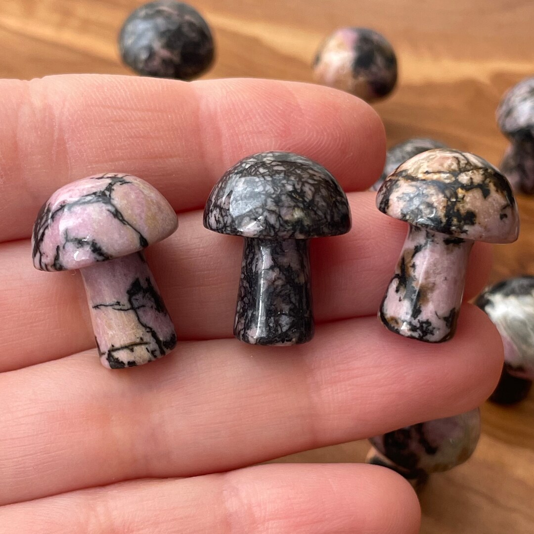 Rhodonite Mini Mushroom – Healing Crystal Carving for Meditation, Reiki ...