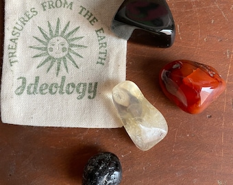 Juego de cristales para el duelo: lágrima apache, cornalina, ónix negro y citrino. Cristales curativos para la pérdida. Kit de cristales de duelo. Piedras para la curación del duelo.