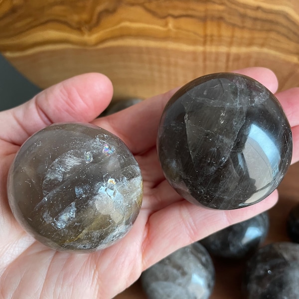 Smoky Quartz Palm Stone (~1.75-2.25") - Choose How Many - Large Natural Smoky Quartz - Polished Protection Stones - Grounding Energy Gems