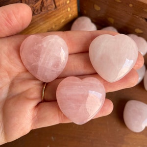 Rose Quartz Heart - Choose How Many - A Grade 1&quot; Rose Quartz Crystal Heart - Puffy Heart Gems - Love Stone - Natural Pink Quartz Heart Stone