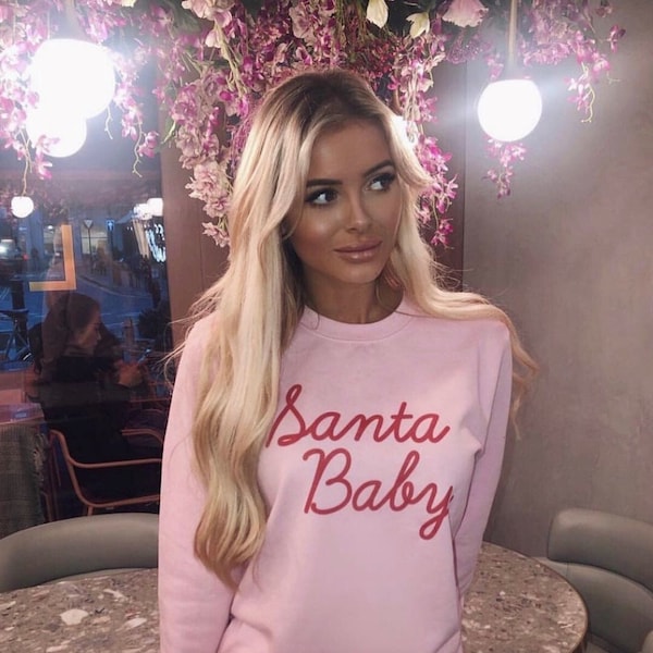 Santa Baby Christmas Jumper in pink | available in pink, red & white | Christmas Jumper Day | Christmas Day outfit | gift for her