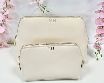 Bridal cosmetic bag with small monogram | custom makeup bag | personalized gift for her | personalised gift for bridesmaid | organizer