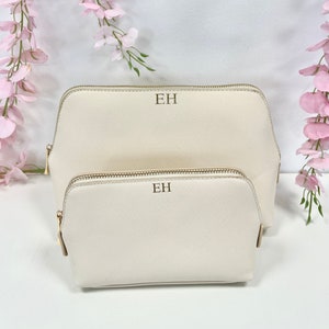 Bridal cosmetic bag with small monogram | custom makeup bag | personalized gift for her | personalised gift for bridesmaid | organizer