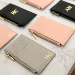 Monogramportemonnee, gepersonaliseerde kaarthouder, damesportemonnee, gepersonaliseerd bedankje, Valentijnsdag, gepersonaliseerd cadeau voor haar, verjaardag