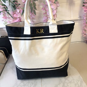 Personalisierte Strandtasche | Gestreifte Urlaubstasche mit Seilhenkel | Personalisiertes Geschenk für sie | Maritimer | Hochzeitsreise Geschenk