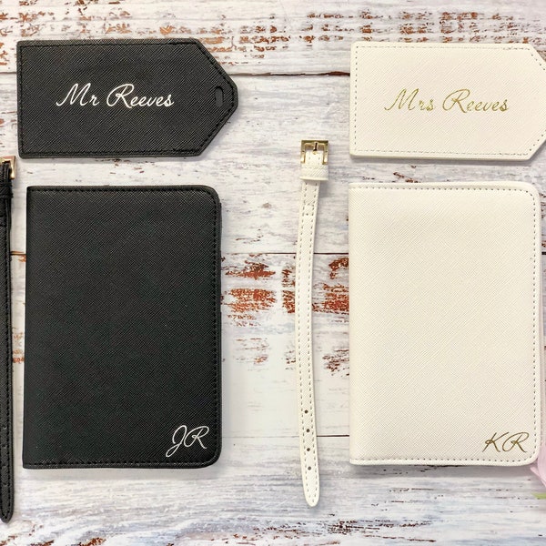 Personalised travel set | passport holder & luggage tag set | gift for the couple | travel gift | personalized luggage tag | honeymoon gift