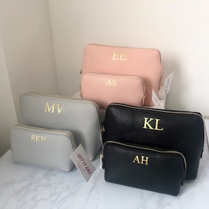 Personalised faux leather cosmetic bag | monogram makeup bag | personalized gift for her | personalised gift | bridesmaid present | birthday