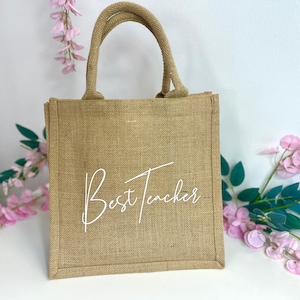Personalised Teacher Gift Tote Bag | End of Term gift for teacher | custom reusable shopping bag | Teacher Lunch Bag | Thank You Gift