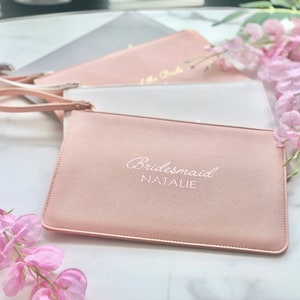 Personalised Bridesmaid gift, personalize bag, gift for bride, Maid of Honour present, custom clutch bag for Bridal Party | hen party favor