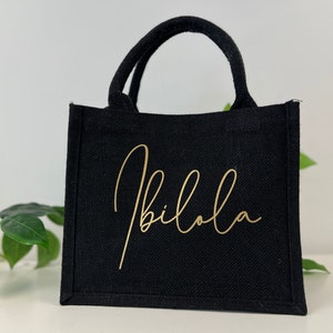 Black Personalised Tote Bag | Bridesmaid boxes | custom reusable shopping bag | hen party bags | personalized gift bag | custom gift for her