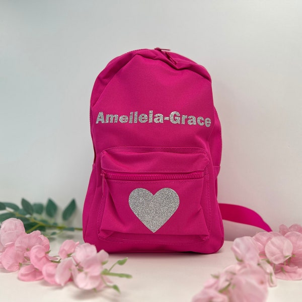 Sac à dos personnalisé Kids Love Heart | Sac à dos enfant personnalisé | Retour au sac d'école | personnaliser le nom du sac à dos pour enfants | sac à dos enfant en bas âge